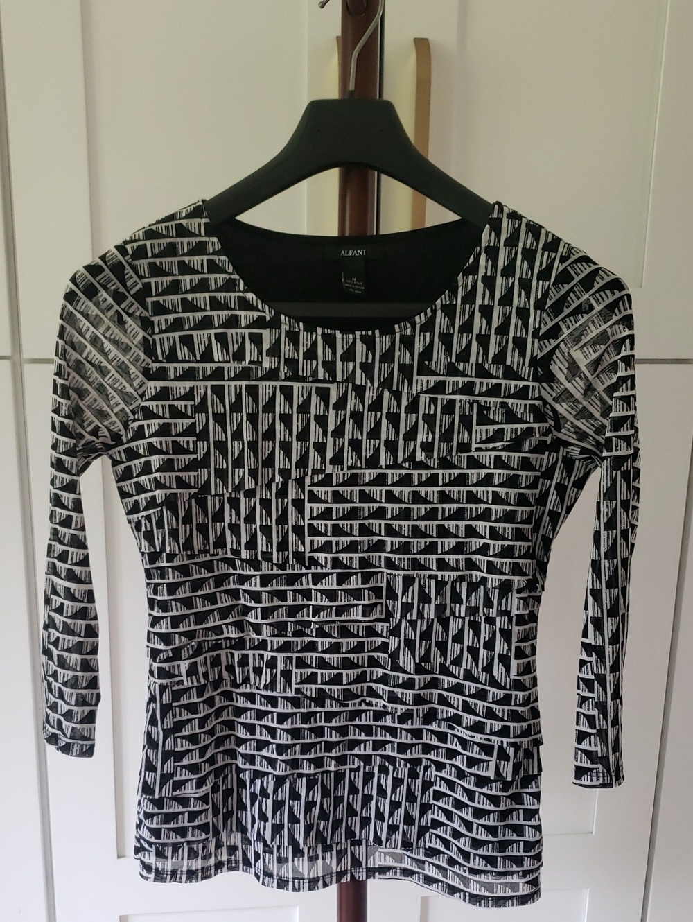 Alfani Black Knit Top with Logo Tag